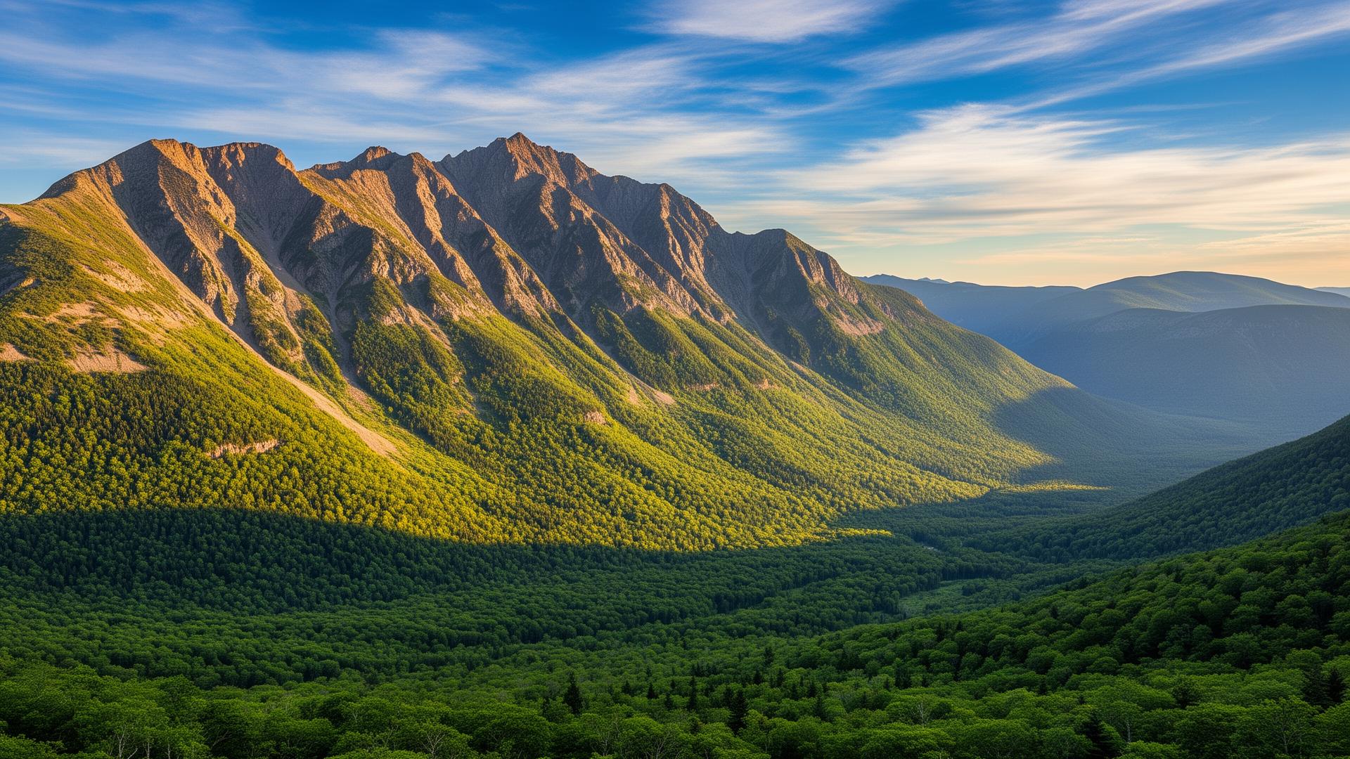 Franconia Ridge in the White Mountains at golden hour